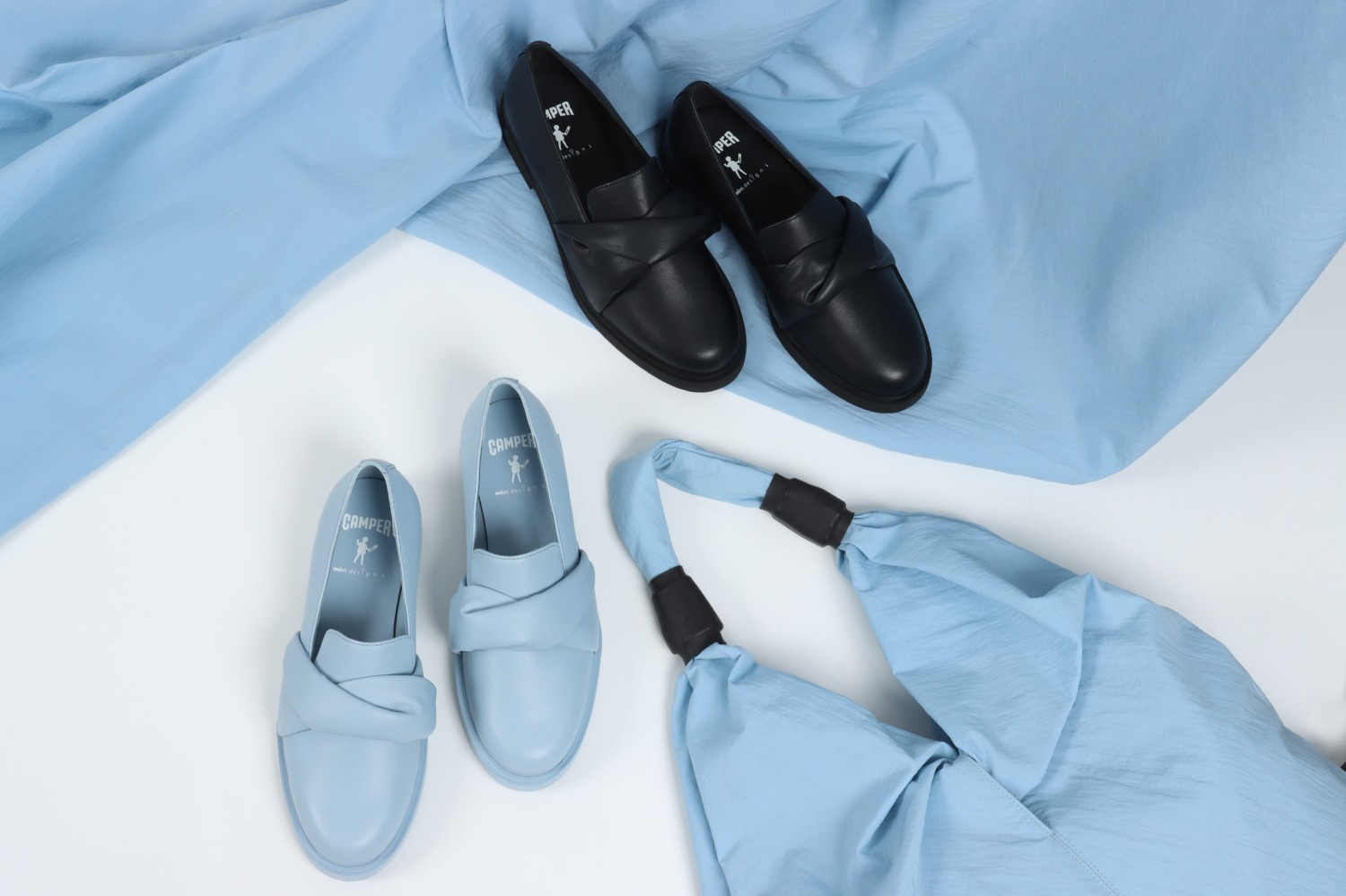 カンペール×ミントデザインズ第2弾、チェーン風コードを配したシューズやねじれ加工のバッグ