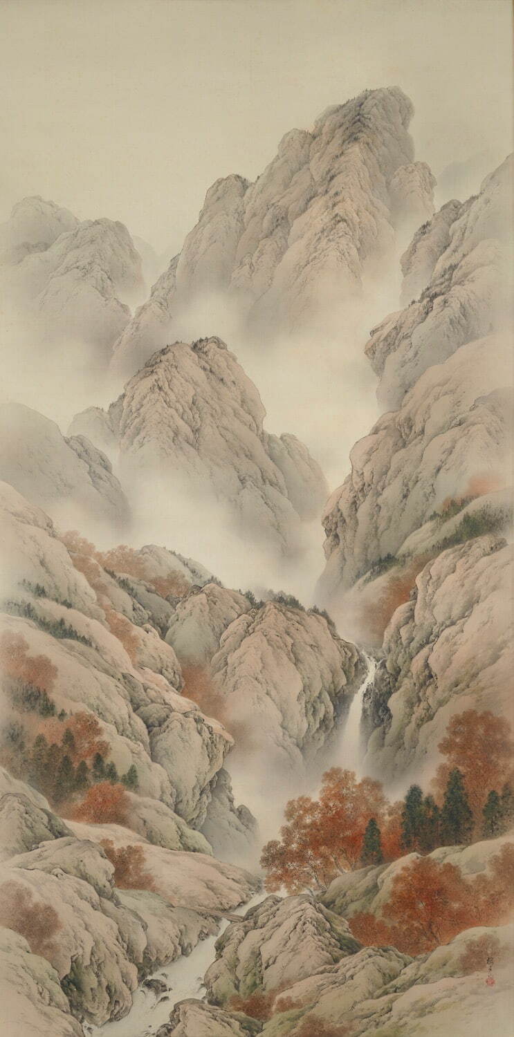 櫻山居士　山水画 山水画 色紙 富士憧憬 富士清風 伊藤渓山 高精細特色色紙 : 人形