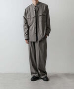 【22aw ATTACHMENT / アタッチメント】WOOL GABARDINE BAND COLLAR L/S SHIRT 4