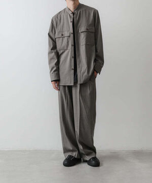 【22aw ATTACHMENT / アタッチメント】WOOL GABARDINE BAND COLLAR L/S SHIRT - 画像4枚目