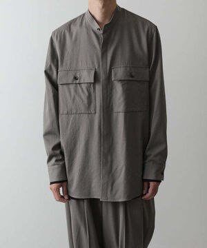 【22aw ATTACHMENT / アタッチメント】WOOL GABARDINE BAND COLLAR L/S SHIRT - 画像3枚目