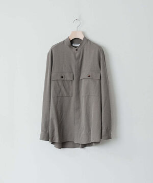 【22aw ATTACHMENT / アタッチメント】WOOL GABARDINE BAND COLLAR L/S SHIRT - 画像1枚目