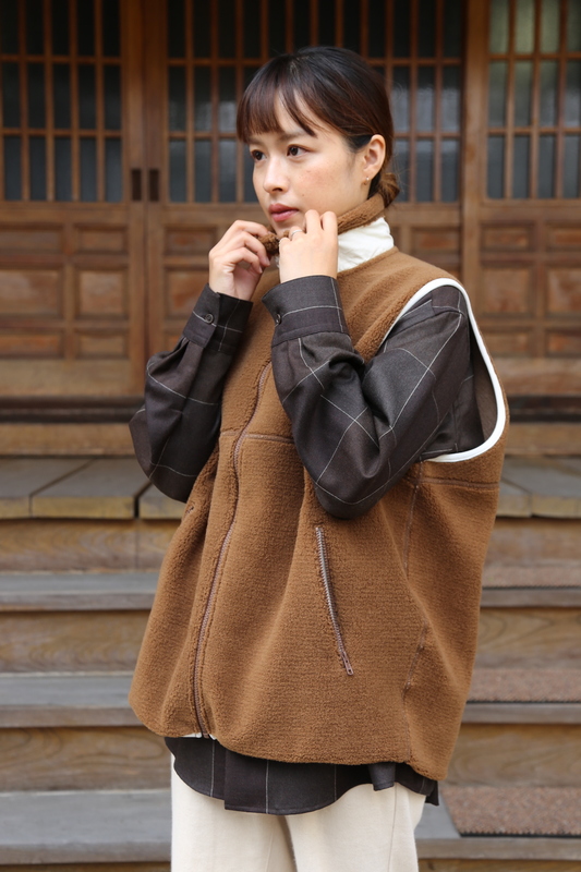 Graphpaper Wool Boa Zip-Up Vest(GU203-70167)CAMEL - マーク 山口の