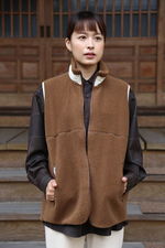 Graphpaper Wool Boa Zip-Up Vest(GU203-70167)CAMEL 2