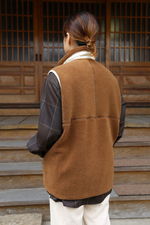 Graphpaper Wool Boa Zip-Up Vest(GU203-70167)CAMEL 4