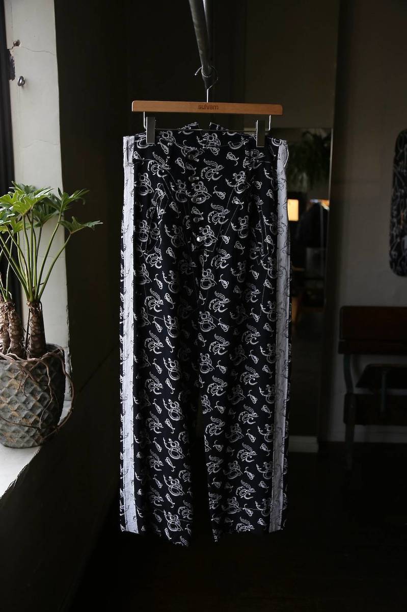sulvam サルバム Reversible side chapter pants(SN-P08-200)BLACK×WHITE発売 1