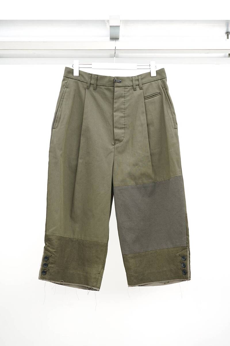 [The Viridi-anne] (ザヴィリディアン) VI-3569-04 FRAGMENT CROPPED TROUSERS (DARK OLIVE) 1