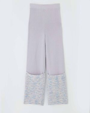 TAN / TAN PAINTED YARN CUFF RIB PANTS - 画像1枚目