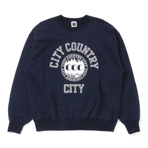 CITY COUNTRY CITY cotton Sweat Shirt College Logo -navy - 画像1枚目