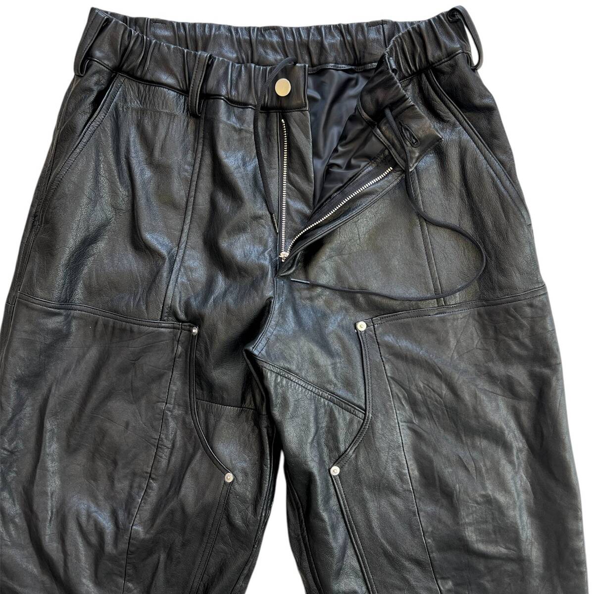 OLDPARK double knee leather pants -M - 画像2枚目