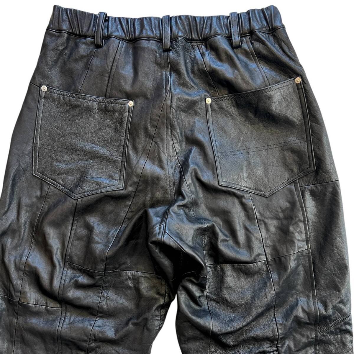 OLDPARK double knee leather pants -M - 画像4枚目