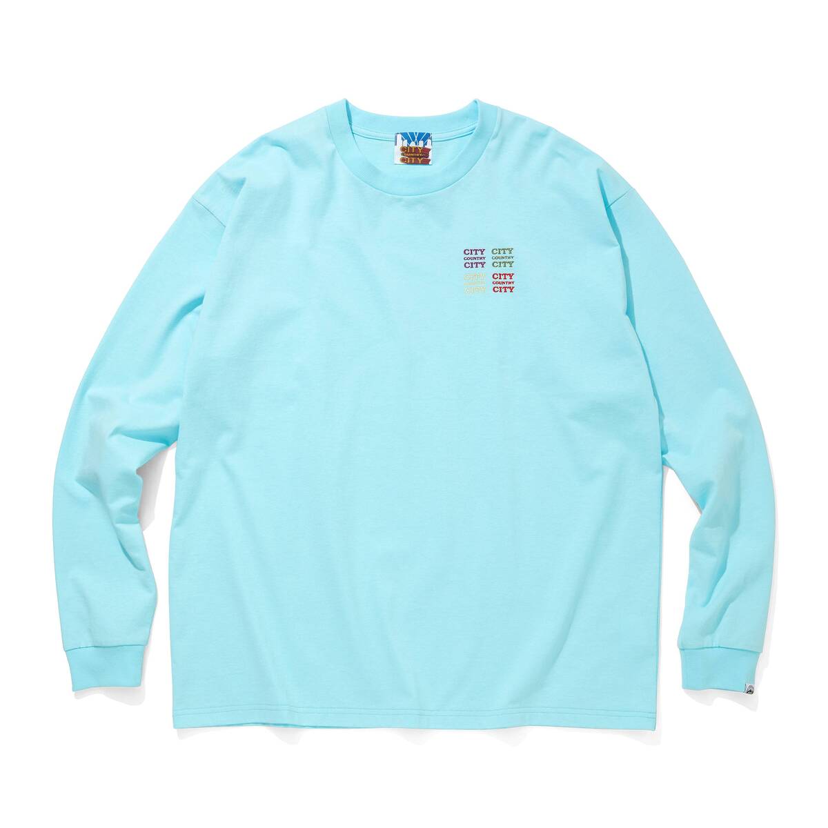 CITY COUNTRY CITY embroidered logo cotton L/S T-shirts cccc -blue 1