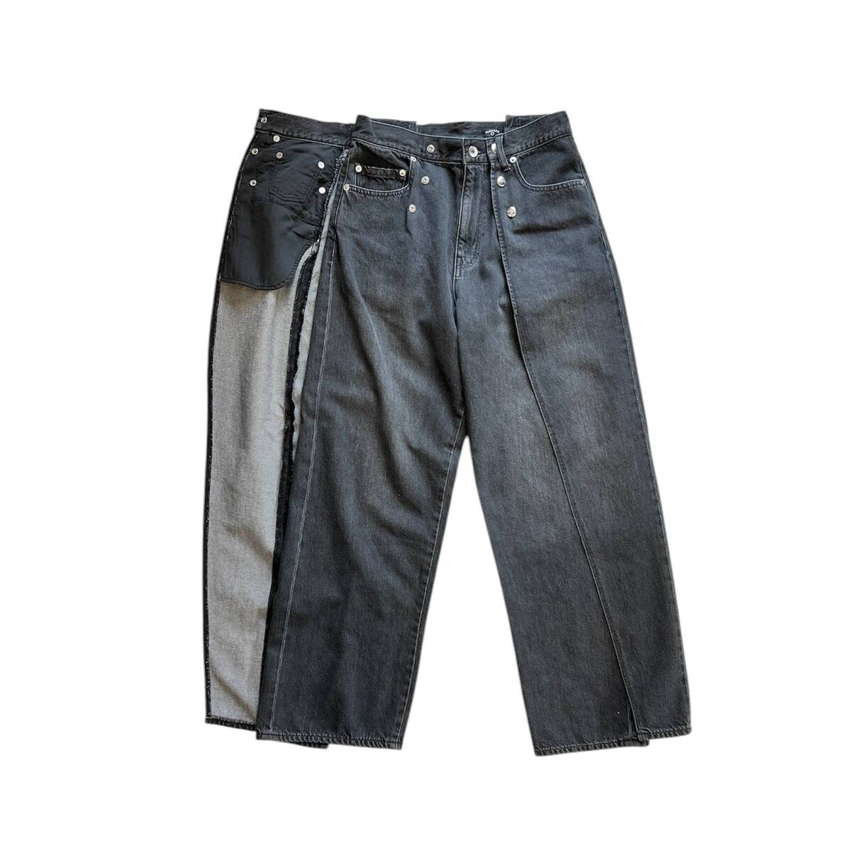OLDPARK wrap jeans fared black - 画像2枚目