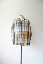 OPEN COLLAR SHEER SHIRTS L/S - Handwoven Madras check (S) 1