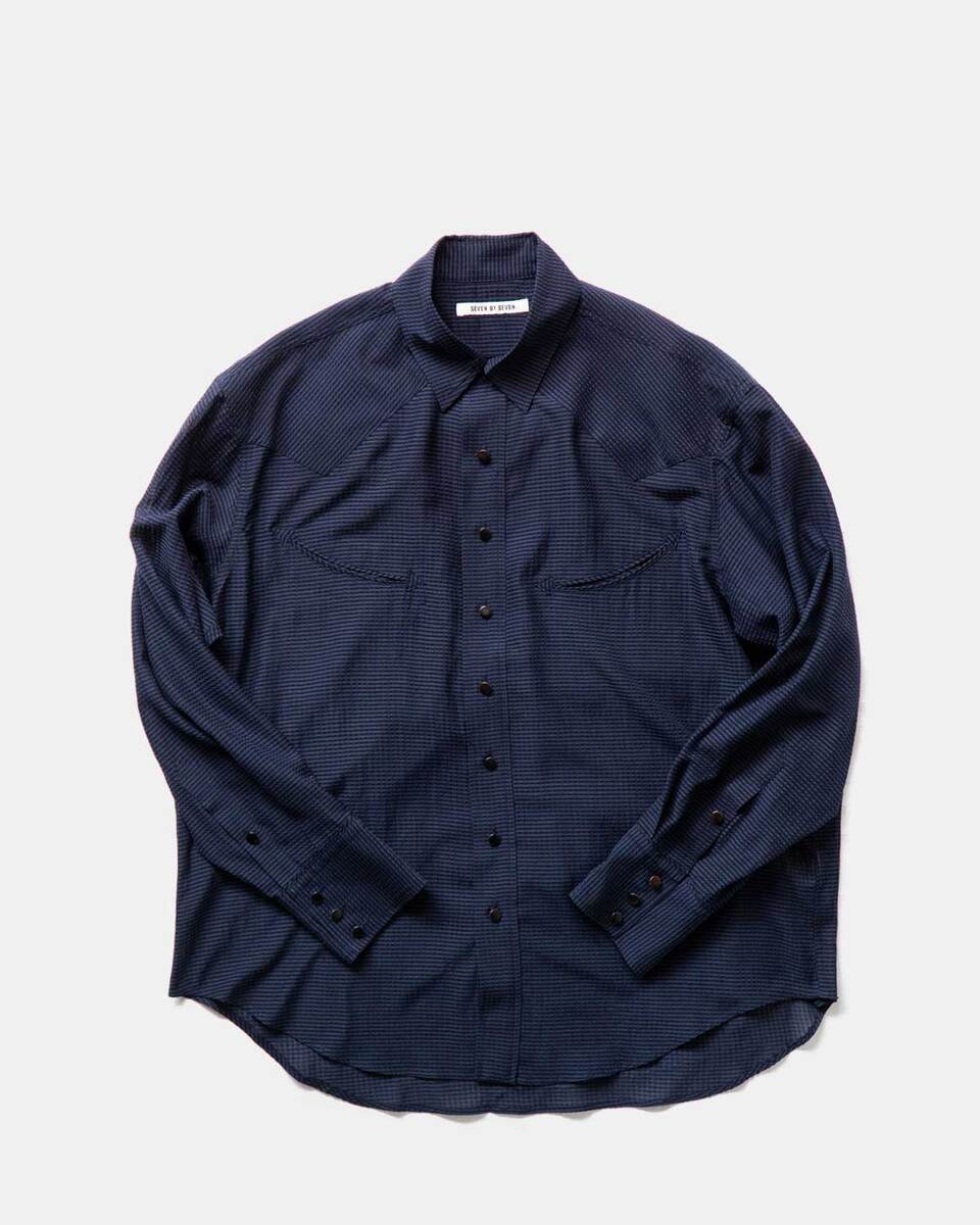 SMILE POCKET sheer western shirts - Gingham check - 1
