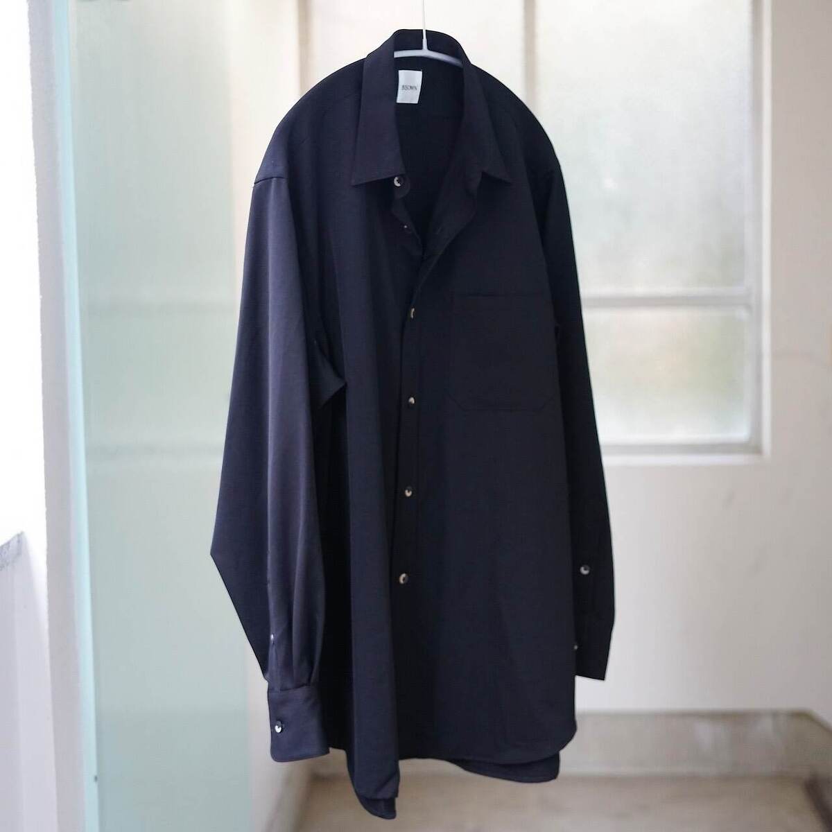 BISOWN (ビソウン) / S120 WOOL GABA REGUAR SHIRTS TRUE BLACK 1