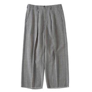 SABY "JACQUARD LINEN STRIPE TUCK-BAGGY - Bishu Japan -" ジャガード ワイドスラックス - 画像1枚目