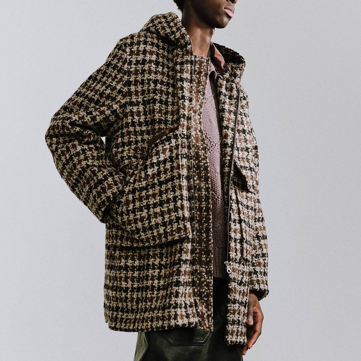 ENCOMING "OVER PARKA COAT" ループツイード パーカーコート 1