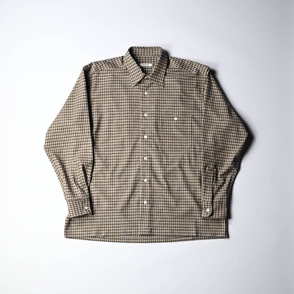 INTÉRIM(インテリム)  / TRICOLOR CHECK GINGHAM DEADSTOCK SQUARE REGULAR SHIRTS 1