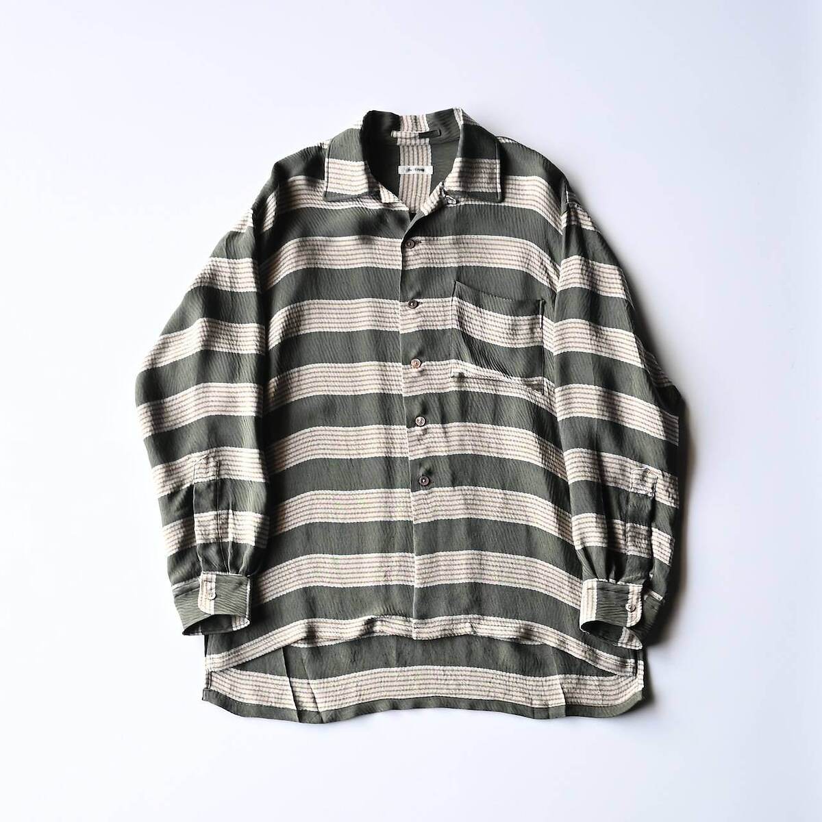 INTÉRIM (インテリム) / HYPER BIG VISCOSE STRIPE 60s OPEN COLLAR SHIRT 1