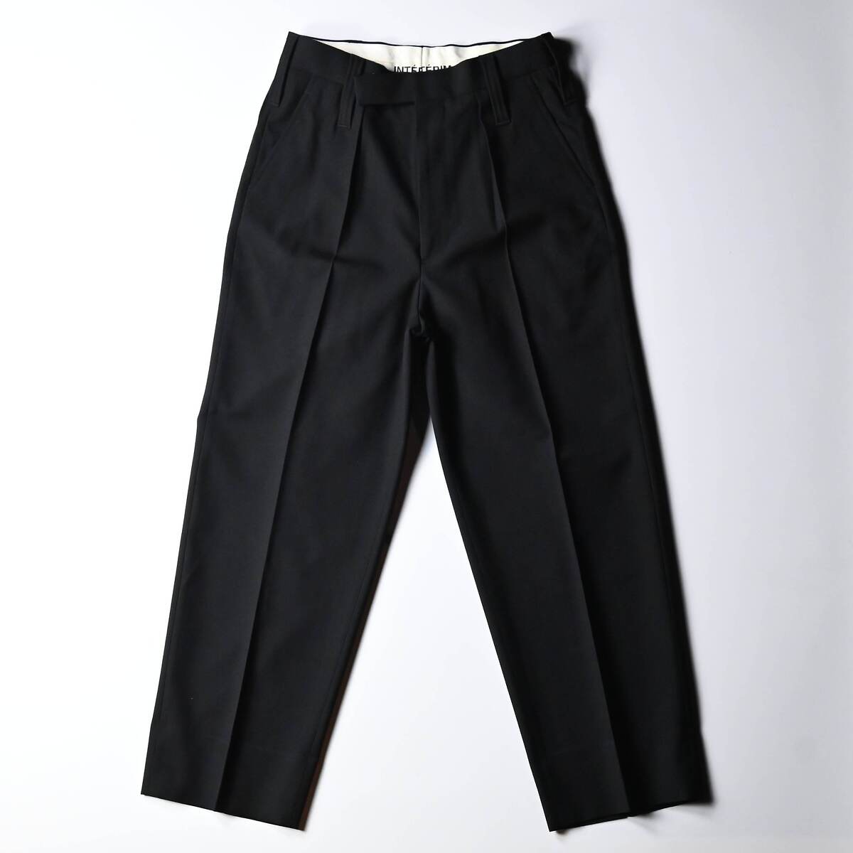 INTÉRIM / MILITARY WOOL SERGE 1-TUCK FRENCH ARMY WIDE TAPERED TROUSER 1