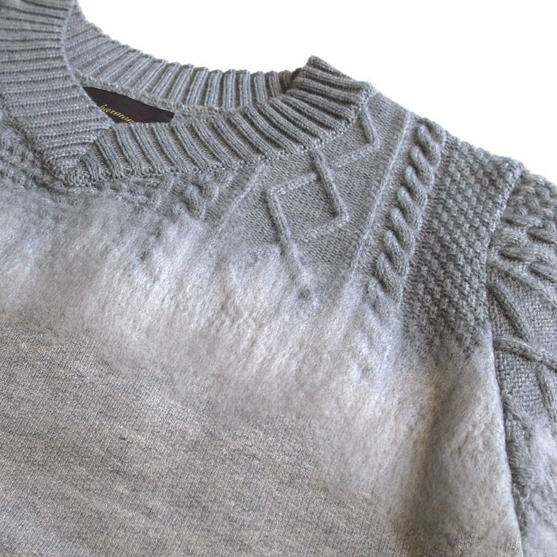 Enharmonic TAVERN Graphical Mixing Knit -L.Gray - ゲートのアイテム