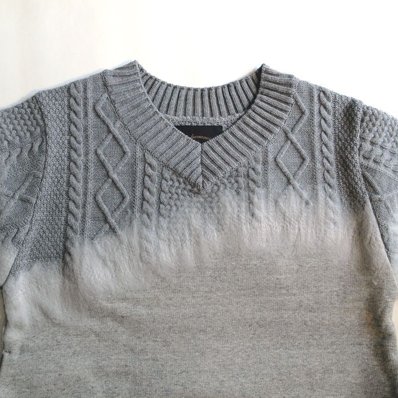 Enharmonic TAVERN Graphical Mixing Knit -L.Gray - 画像3枚目