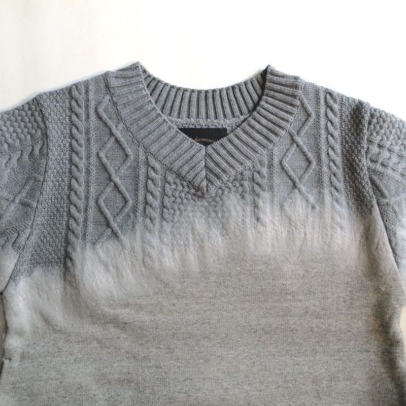 Enharmonic TAVERN Graphical Mixing Knit -L.Gray - ゲートのアイテム