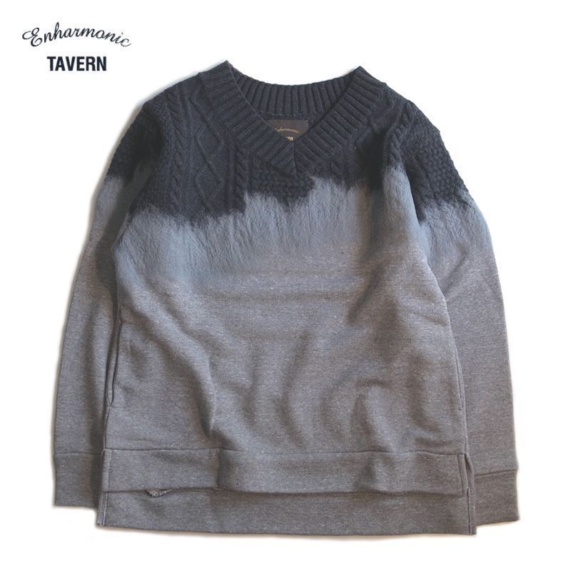 Enharmonic TAVERN Graphical Mixing Knit -D.Gray - ゲートの