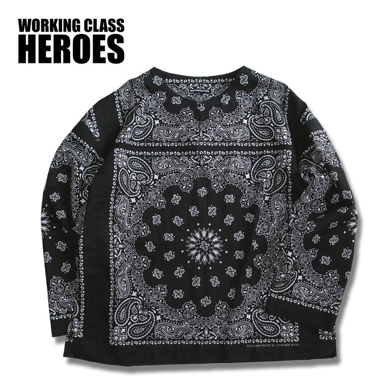 Working Class Heroes Bandana Key neck LS Doctor Shirt -Black 1