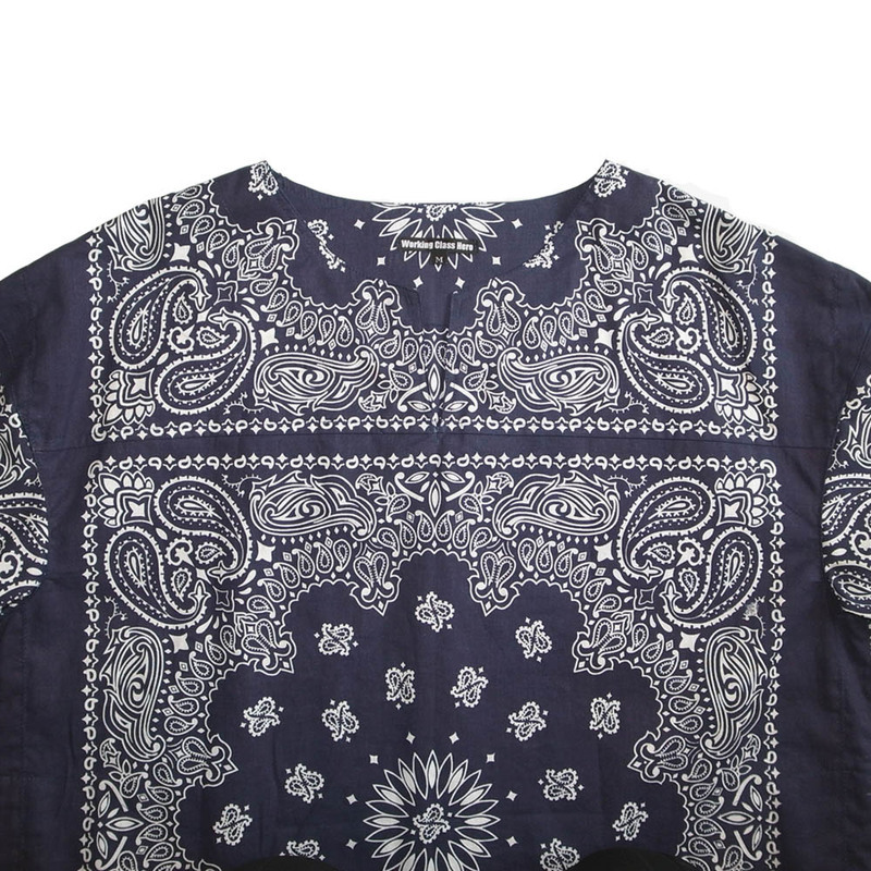 Working Class Heroes Bandana Key neck LS Doctor Shirt -Navy - 画像4枚目