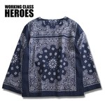 Working Class Heroes Bandana Key neck LS Doctor Shirt -Navy 1