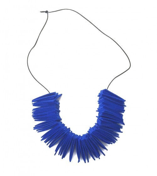 NICK NEEDLES Felt Necklace Triangle Blue