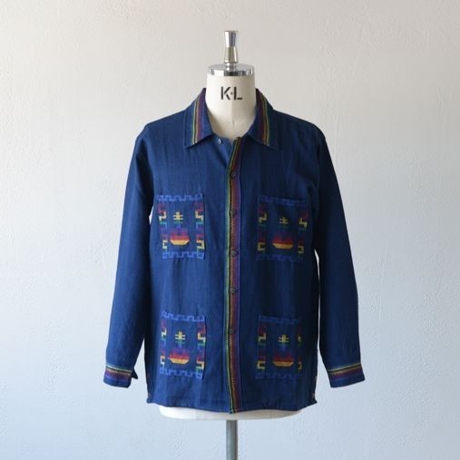 Long Sleeve Quetzal Shirt - Guitar Indigo