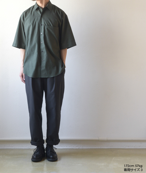 WASHED FINX TWILL HALF SLEEVED BIG SHIRTS - 【AURALEE