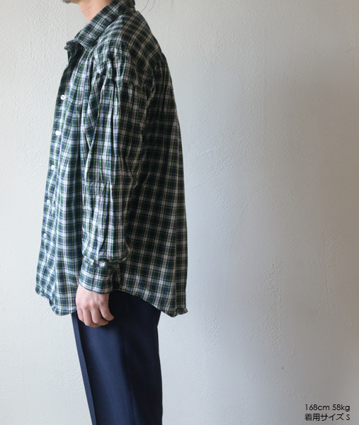 Painter Shirt - Tartan Check - Green/White【AiE】 - 画像4枚目