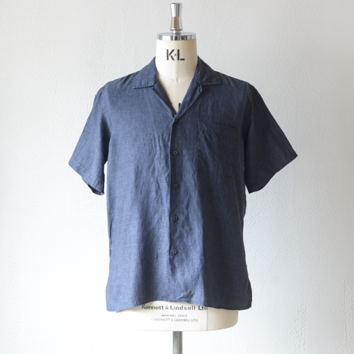 Camp Collar Short Sleeve Shirts - Navy【INDIVIDUALIZED SHIRT】 1