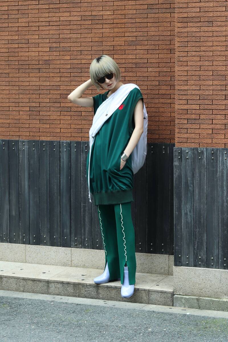 ・SOE Long Golfes One-Piece ・soduk  colored stitch slit knit trousers 1