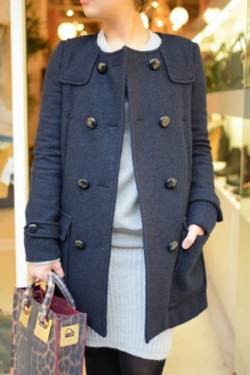 芸能人多数愛用大人気ISABEL ただれる MARANT ネイビーコート40
