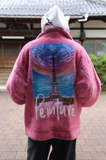doublet HAND-PAINTED FUR JACKET/PINK style 2