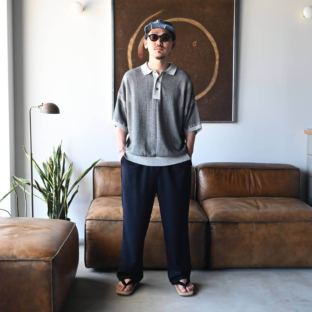 ヤシキニットポロコーディネート 1