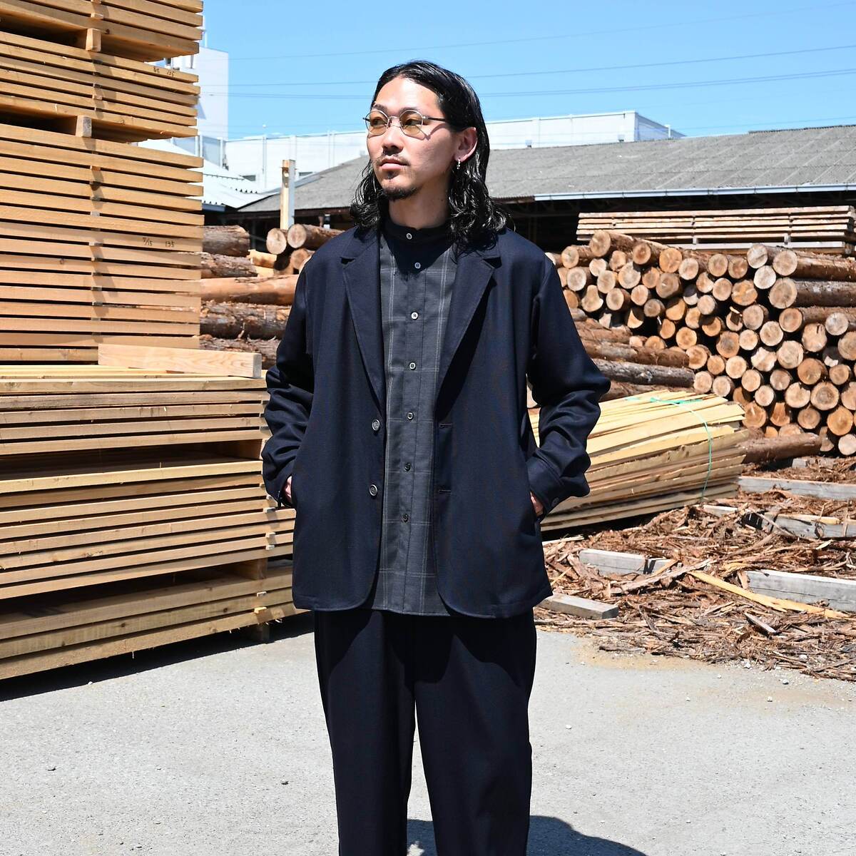 山内(ヤマウチ)ウールメッシュクロスパジャマセットアップスタイル 2