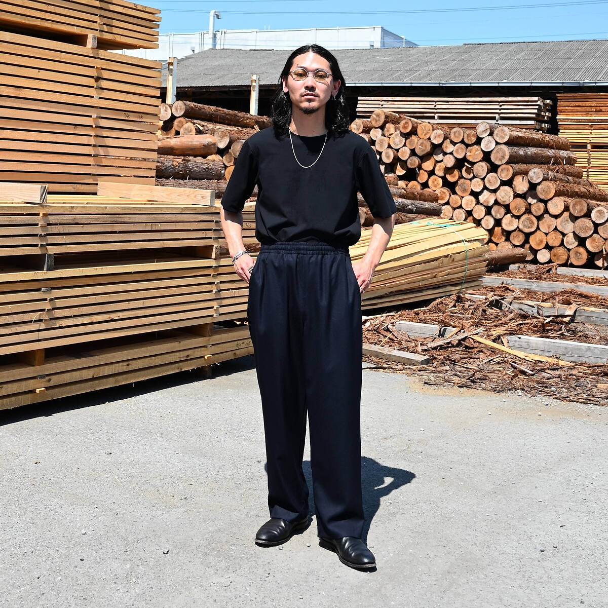 山内(ヤマウチ)ウールメッシュクロスパジャマセットアップスタイル 4