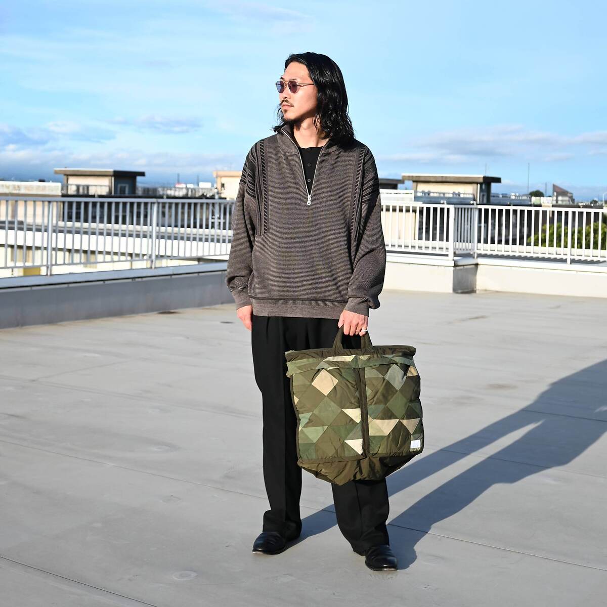 YASHIKI(ヤシキ)着回し抜群ハーフジップニット、普通に良いスラックスstyle2 3