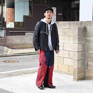 CHANGES スイッチングジップパーカー、ナイロンパンツstyle