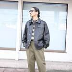 HEAVY PIMA TWILL 1-TUCK FRENCH ARMY WIDE TAPERED TROUSER style 2