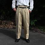 HEAVY PIMA TWILL 1-TUCK FRENCH ARMY WIDE TAPERED TROUSER style2  4