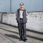 山内(ヤマウチ)ネップシルクウール、サイドシームレスパンツスタイル 1