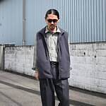 山内(ヤマウチ)ネップシルクウール、サイドシームレスパンツスタイル 2