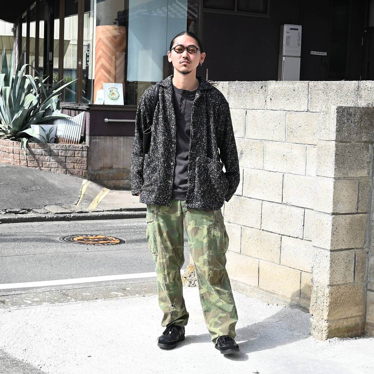 INTÉRIM(インテリム) TEXTURED DONEGAL BOUCLÉ DEADSTOCK HYPER BIG FLY FRONT SHIIRTS JACKET 1
